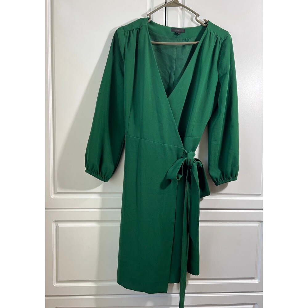 J Crew V Neck Green Wrap Dress Sz 4